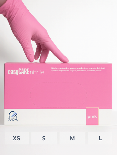 Rękawiczki nitrylowe bezpudrowe, easyCARE Pink (100 szt/op)