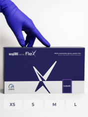 Rękawiczki nitrylowe bezpudrowe, easyCARE flex Cobalt (100 szt/op)