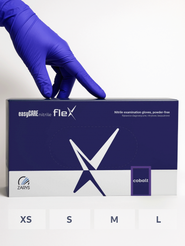 Rękawiczki nitrylowe bezpudrowe, easyCARE flex Cobalt (100 szt/op)