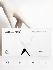 Rękawiczki nitrylowe bezpudrowe, easyCARE flex White (100 szt/op)