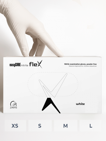 Rękawiczki nitrylowe bezpudrowe, easyCARE flex White (100 szt/op)