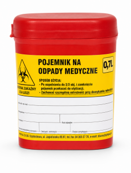 Pojemnik na odpady medyczne, czerwony (0,7L) - 3 szt