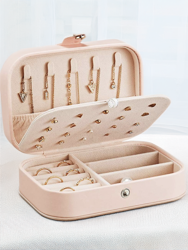 Pudełko szkatułka na biżuterię kuferek prostokątny różowy