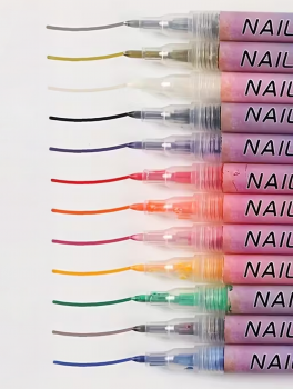 Pisaki do zdobień paznokci akrylowe, wielokolorowe (12 szt)