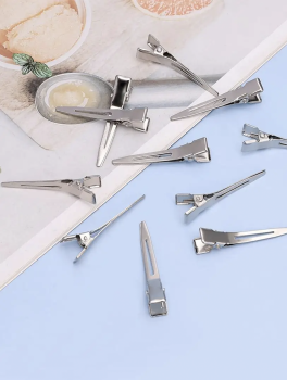 Klipsy fryzjerskie do włosów metalowe, srebrne (10 szt)