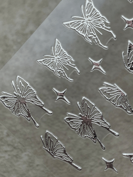 Naklejki na paznokcie samoprzylepne, motyle złote i srebrne (2 ark)