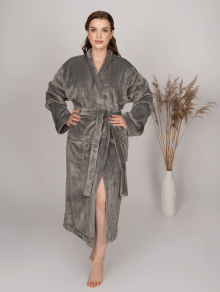 Szlafrok pluszowy ciepły truflowy - M (46-48)