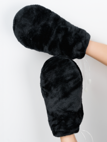 Rękawice kosmetyczne do parafiny pluszowe, czarne (1 para)