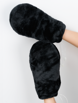 Rękawice kosmetyczne do parafiny pluszowe, czarne (1 para)