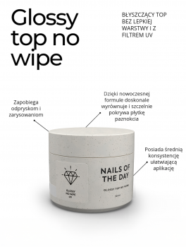 Top hybrydowy, GLOSSY no wipe (30ml), NOTD