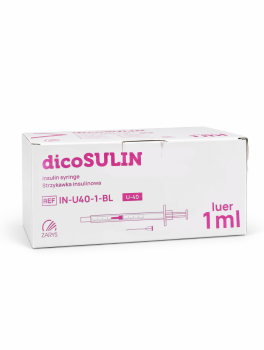Strzykawki insulinowe dicoSULIN U-40 z igłą 27G (1ml) - 100 szt, Zarys