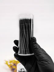Aplikatory bezwłókienkowe, microbrush, czarne (100 szt), w tubie