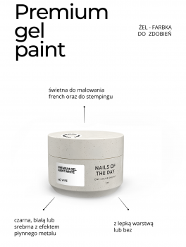Farba żelowa do zdobienia, Premium Gel paint WHITE (5ml), NOTD