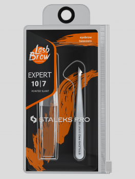 Pęseta do brwi skośna spiczasta, EXPERT 10 typ 7, Staleks PRO