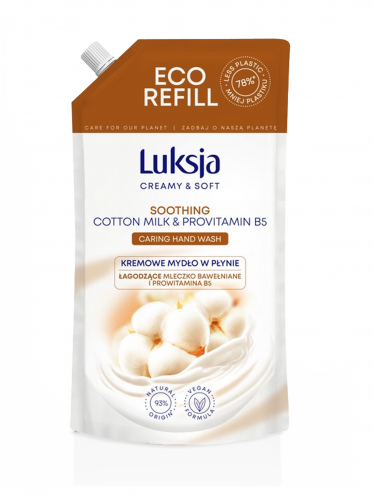 Mydło kremowe w płynie, mleczko bawełniane i prowitamina B5, Luksja (900ml)