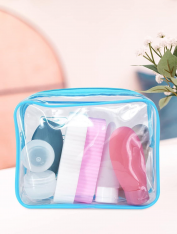 Kosmetyczka wodoodporna, niebiesko-przezroczysta