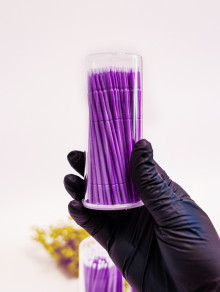 Aplikatory bezwłókienkowe, microbrush, fioletowe (100 szt), w tubie
