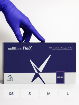 Rękawiczki nitrylowe bezpudrowe, easyCARE flex Cobalt (100 szt/op) M