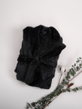 Szlafrok pluszowy ciepły czarny - M (46-48)