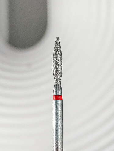 Frez diamentowy płomień, delikatny (czerwony) - DCP