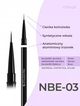 Pędzelek dwustronny liner EXPERT 01/03, Staleks PRO