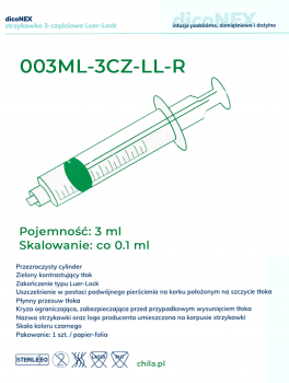 Strzykawki DicoNEX 3-częściowe dicoNEX, Luer-lock (3ml) - 100 szt