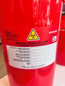 Pojemnik na odpady medyczne, czerwony (2L)