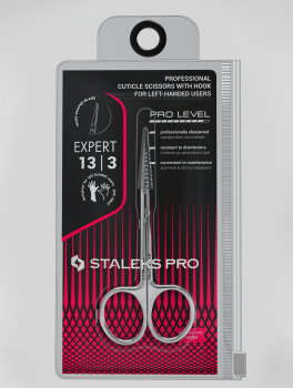Nożyczki do skórek z haczykiem dla LEWORĘCZNYCH EXPERT 13 typ 3, Staleks PRO