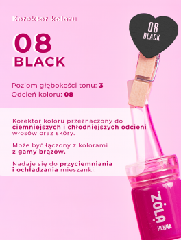 Henna pudrowa do brwi - korektor, 08 BLACK, Zola (5g)