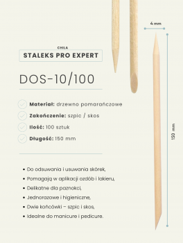 Patyczki drewniane do manicure EXPERT 150mm (100 szt), Staleks PRO