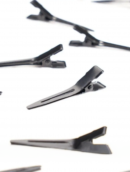 Klipsy fryzjerskie do włosów metalowe, czarne (10 szt)
