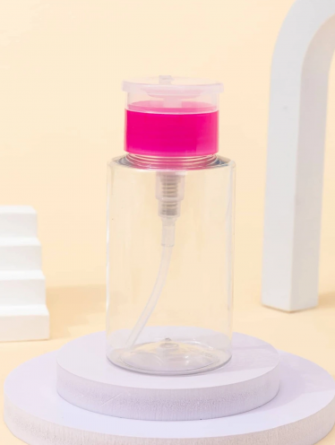 Buteleczka na płyny kosmetyczne z pompką, różowa (150ml)