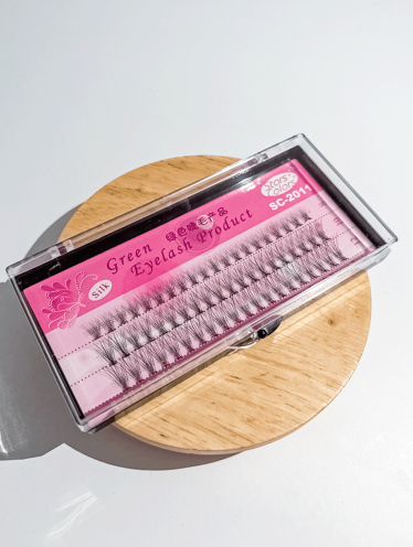 Green Eyelash kępki rzęs RÓŻOWE skęt C - MIX 8-10-12 mm