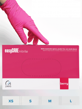 Rękawiczki nitrylowe bezpudrowe, easyCARE Berry (100 szt/op) S