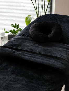 Pokrowiec na fotel, pluszowy, czarny (90x210cm) 300g/m²