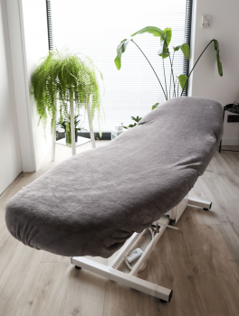 Pokrowiec pluszowy truflowy na fotel kosmetyczny do 70x190cm