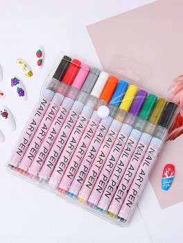 Pisaki do zdobień paznokci akrylowe, wielokolorowe (12 szt)