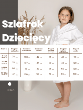 Szlafrok dziecięcy frotte biały - 128-140 (8-10 lat)