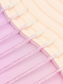 Aplikatory welurowe do rzęs i ust, brokatowe malinowe (50 szt)