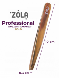 Pęseta do brwi skośna, Professional Tweezers Beveled GOLD, Zola
