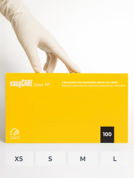 Rękawiczki lateksowe bezpudrowe, easyCARE latex PF (100 szt/op) M