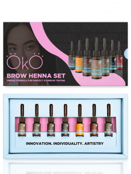 Zestaw henny do brwi, Brow Henna Set, 7 kolorów (po 5g), OkO