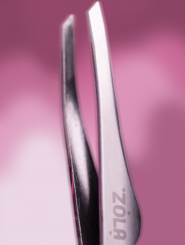 Pęseta do brwi skośna, Pro Tweezers Silver, Zola