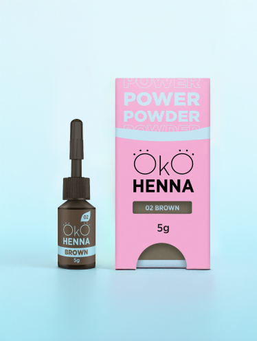 Henna pudrowa do brwi, 02 Brown, OkO (5g)