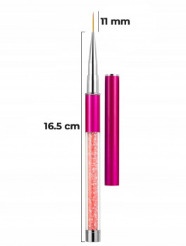 Pędzelek cienki do zdobień z kryształkami, różowy