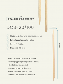 Patyczki drewniane do manicure EXPERT 75mm (100 szt), Staleks PRO