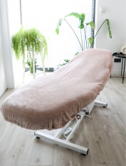 Pokrowiec na fotel kosmetyczny, pluszowy, beżowy (90x210cm)