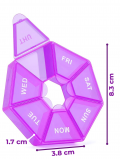 Kasetka tygodniowa na leki, okrągły kształt, fioletowa