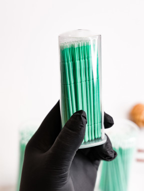Aplikatory bezwłókienkowe, microbrush, zielone (100 szt), w tubie