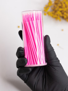 Aplikatory bezwłókienkowe, microbrush, różowe (100 szt), w tubie